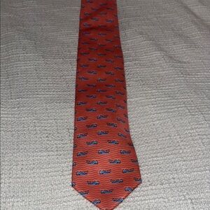 Nautica Orange/Coral Tie with Blue Whale Motif